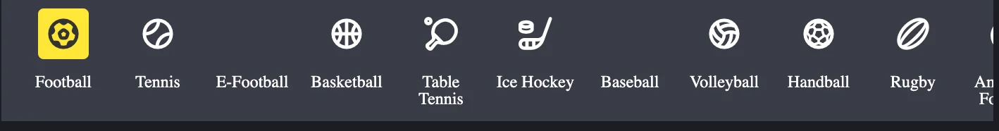 Bangbet sports categories banner